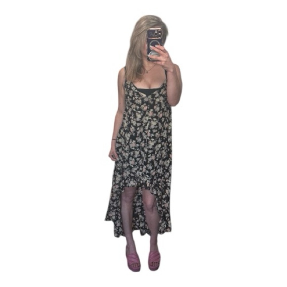 NWT No Comment Hi-Low Black Floral Maxi Dress Fairy/Y2K Style Size Small - Picture 7 of 7